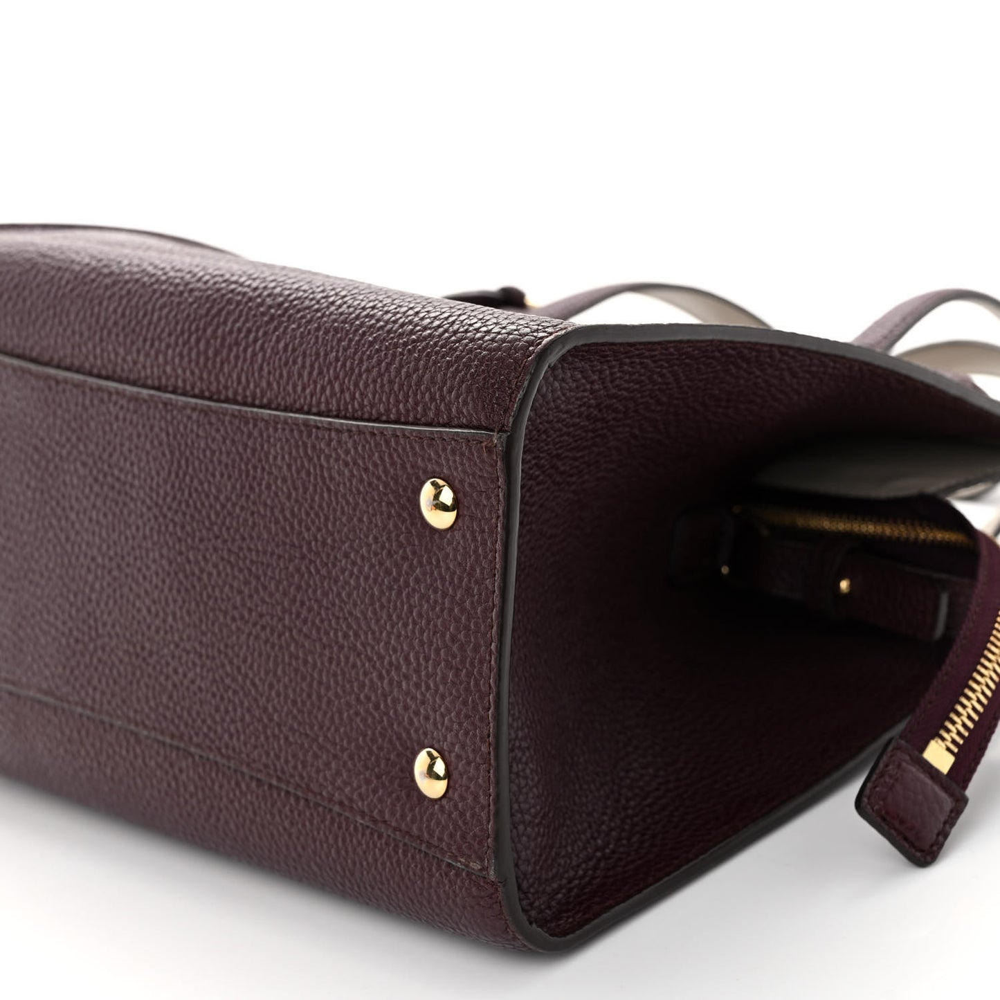 Hammered Calfskin Double Handle Small Amy Tote Red