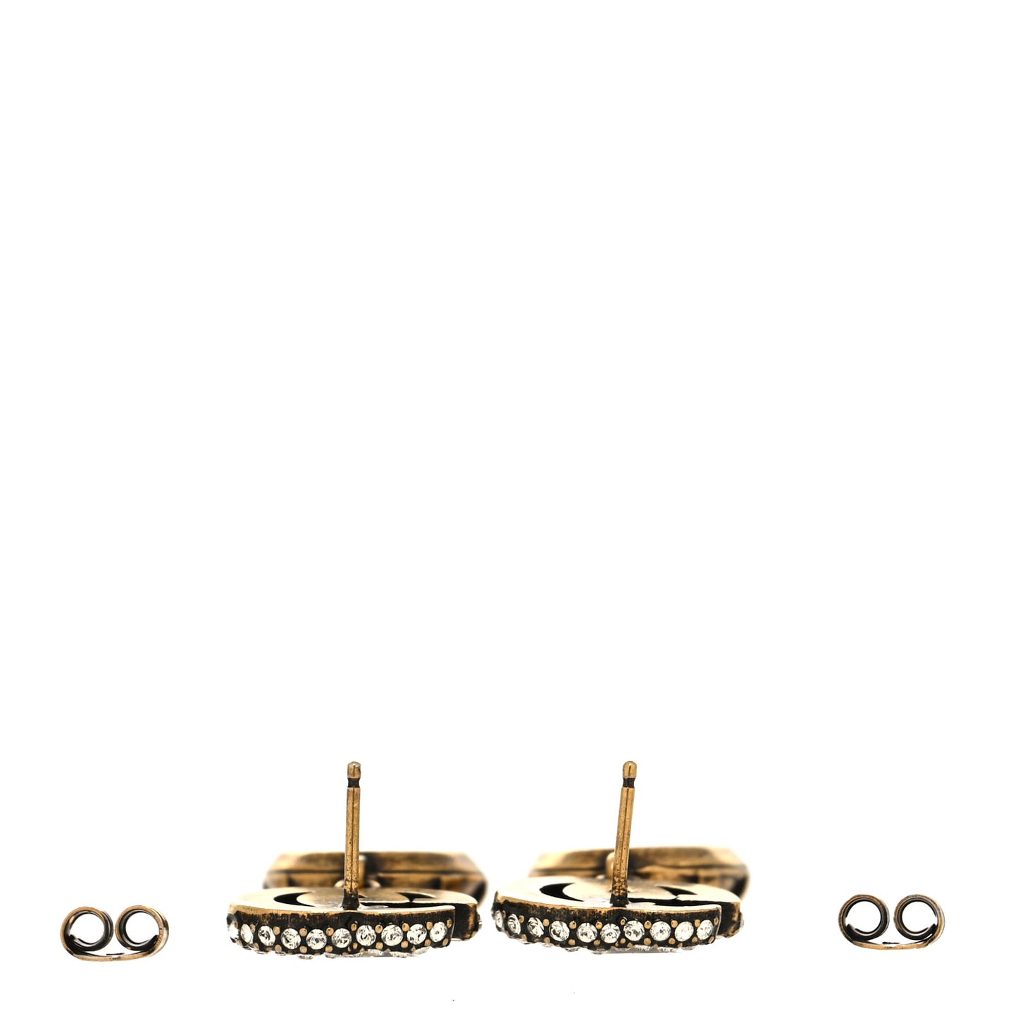 Metal Crystal Double G Drop Earrings Aged Gold