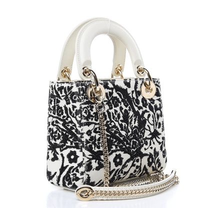 Christian Dior Smooth Calfskin Silkscreen Printed Floral Embroidered Mini Lady Dior Off White 3 of 13