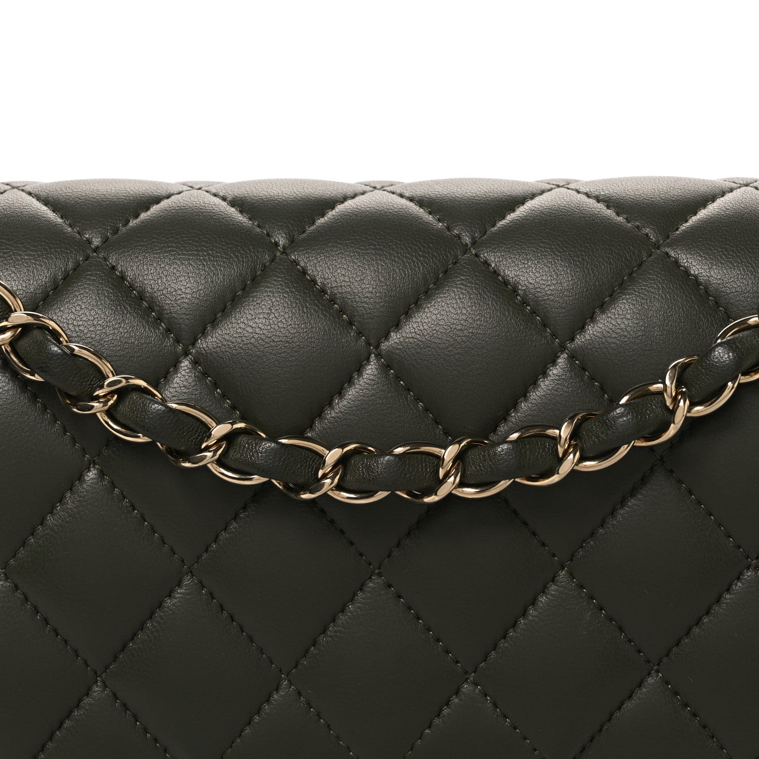 Chanel Lambskin Quilted Medium Double Flap Khaki 8 of 11
