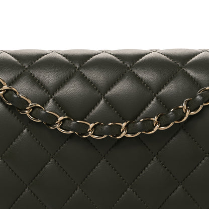 Chanel Lambskin Quilted Medium Double Flap Khaki 8 of 11
