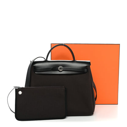 Hermes Military Toile Vache Hunter Herbag Zip Retourne 31 PM Black Ebene 12 of 12
