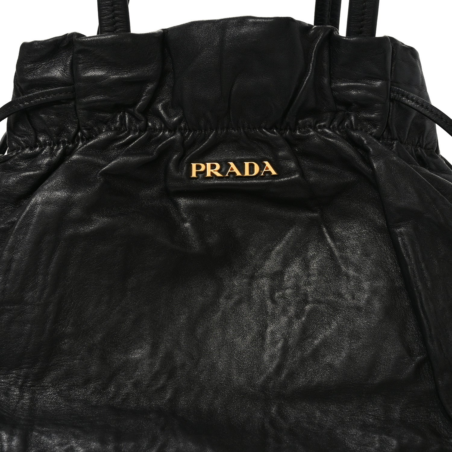 Prada Nappa Antique Drawstring Tote Black 7 of 9