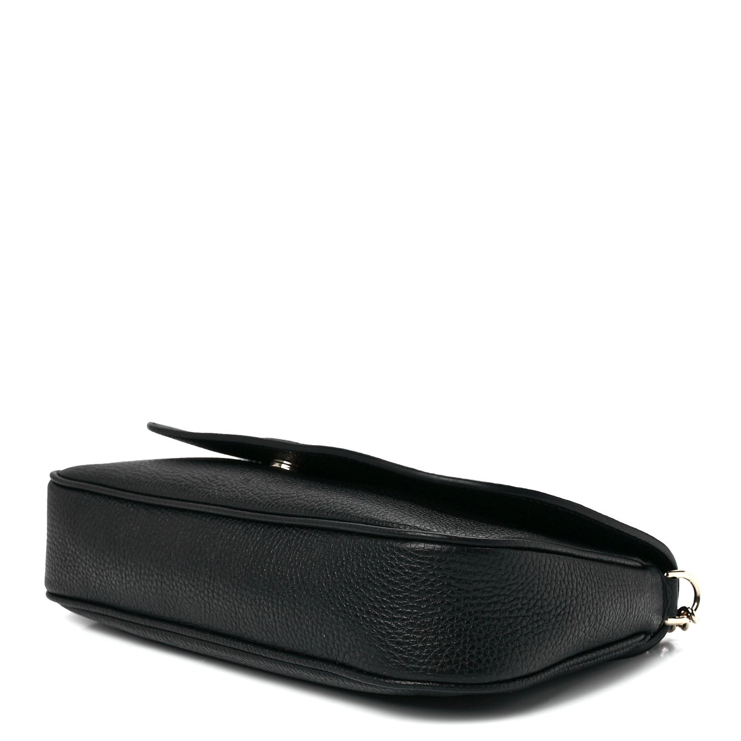 Pebbled Calfskin Medium Soho Flap Crossbody Black
