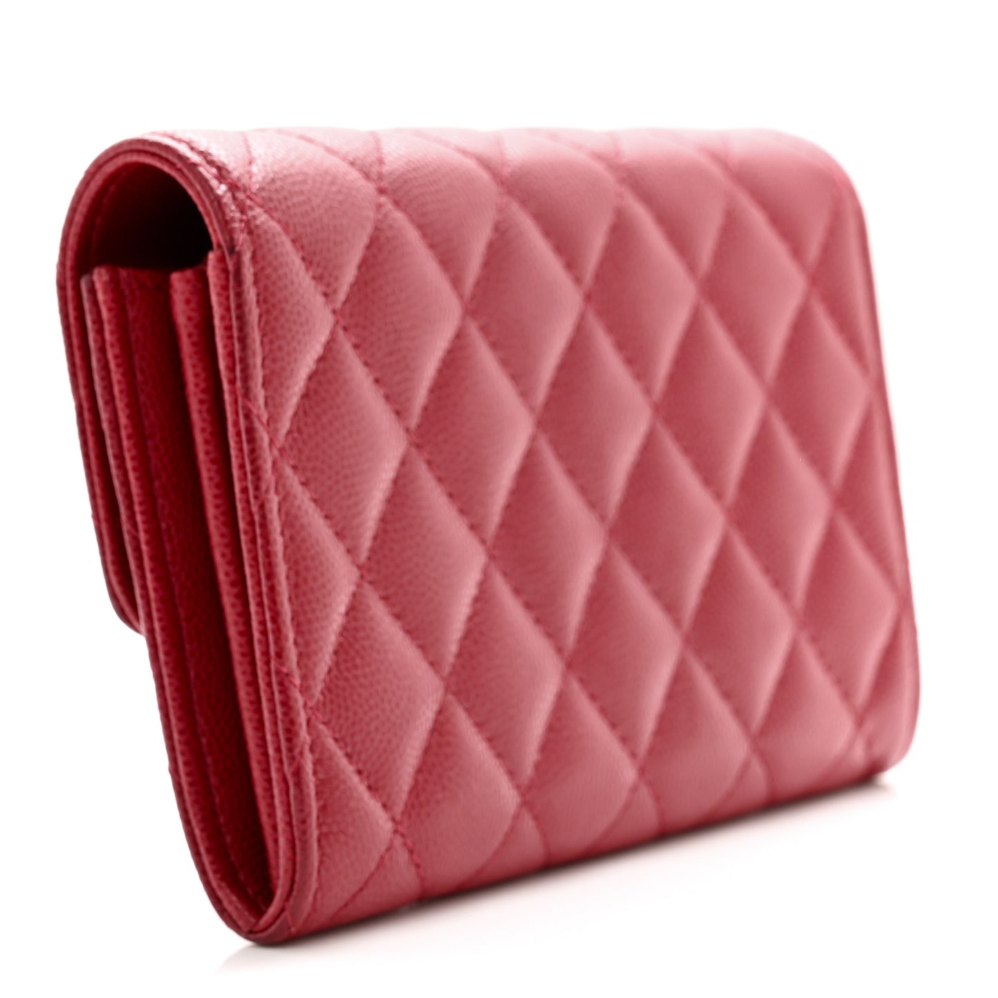 Caviar Quilted Medium Flap Wallet Dark Pink Dark Pink