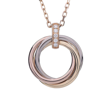 Cartier 18K Pink White Yellow Gold Diamond Trinity Pendant Necklace 4 of 6