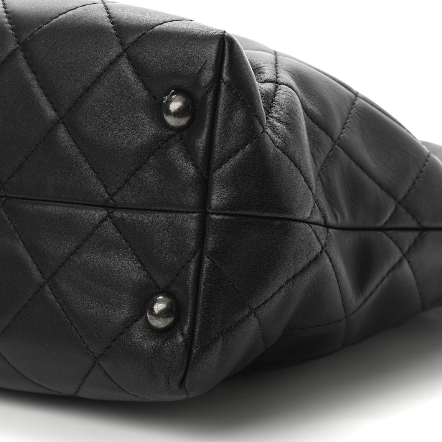 Chanel Sheepskin Quilted Chain Handle Large Shopping Tote Black 10 of 10