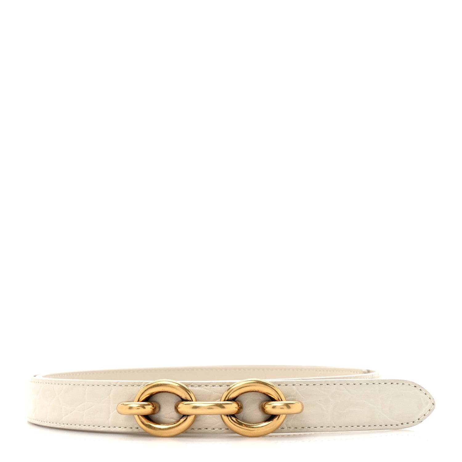 Saint Laurent Calfskin Crocodile Embossed Maillon 20mm Cintura Belt 80 32 Crema Soft 1 of 5