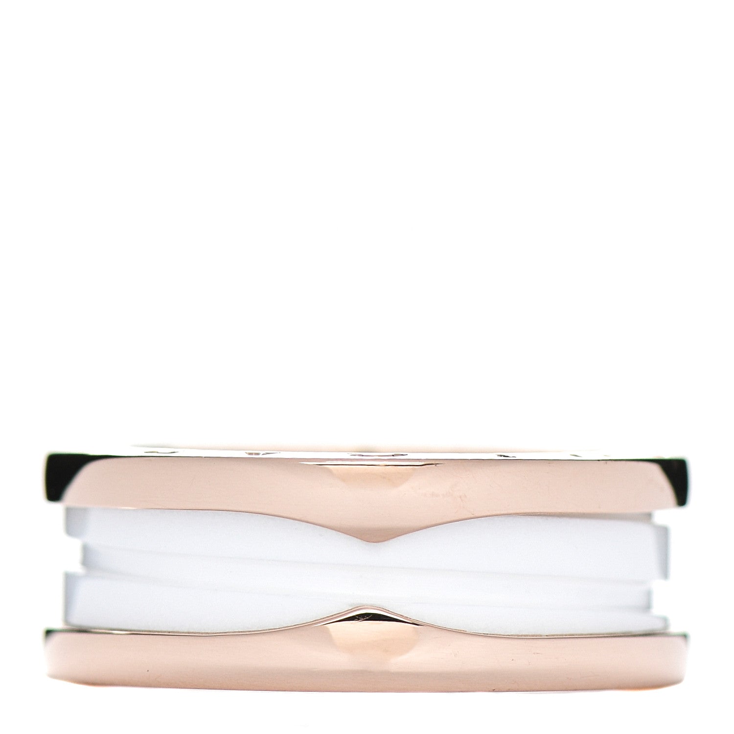 Bulgari 18K Rose Gold White Ceramic B.Zero1 Two-Band Ring 54 6.75 1 of 6
