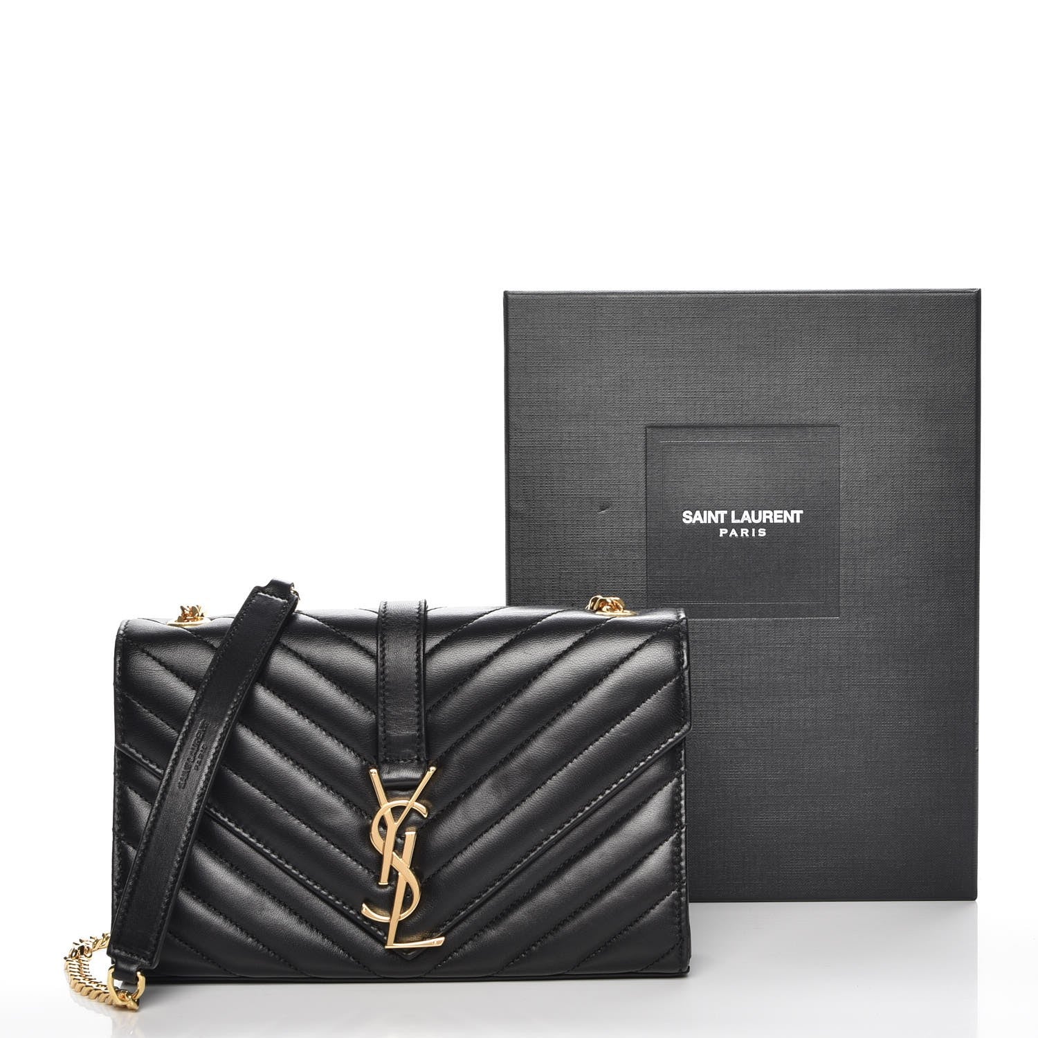 Saint Laurent Lambskin Matelasse Chevron Small Monogram Satchel Black 7 of 7
