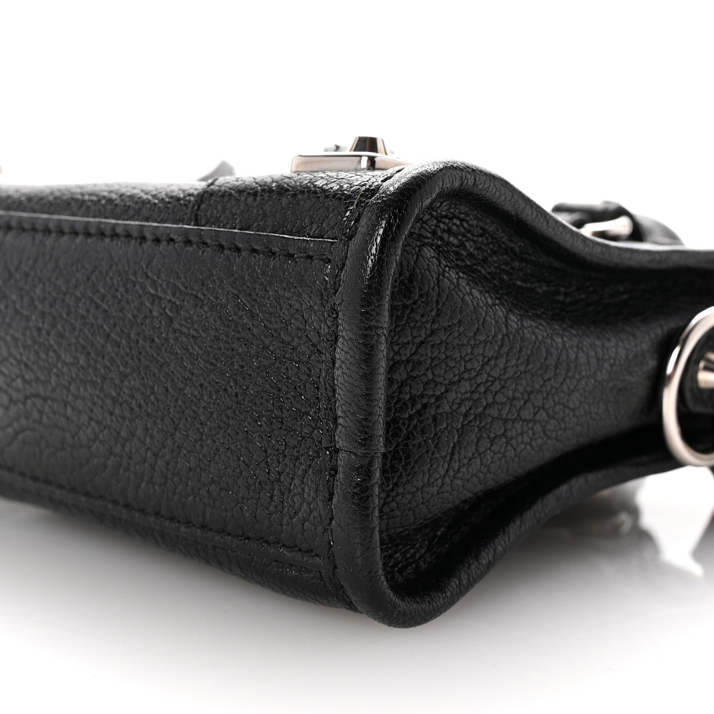 Chevre Silver Metallic Edge Hardware Nano City Black