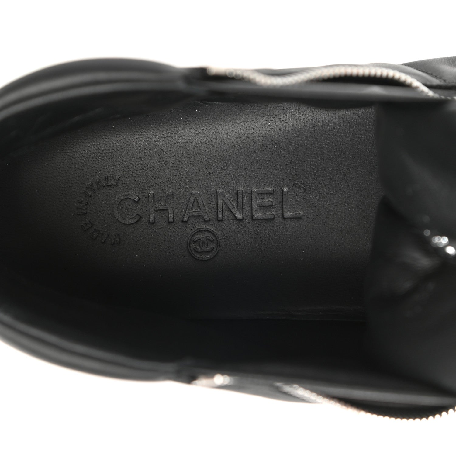 Chanel Calfskin Pearl High Top CC Sneakers 39.5 Black 7 of 8