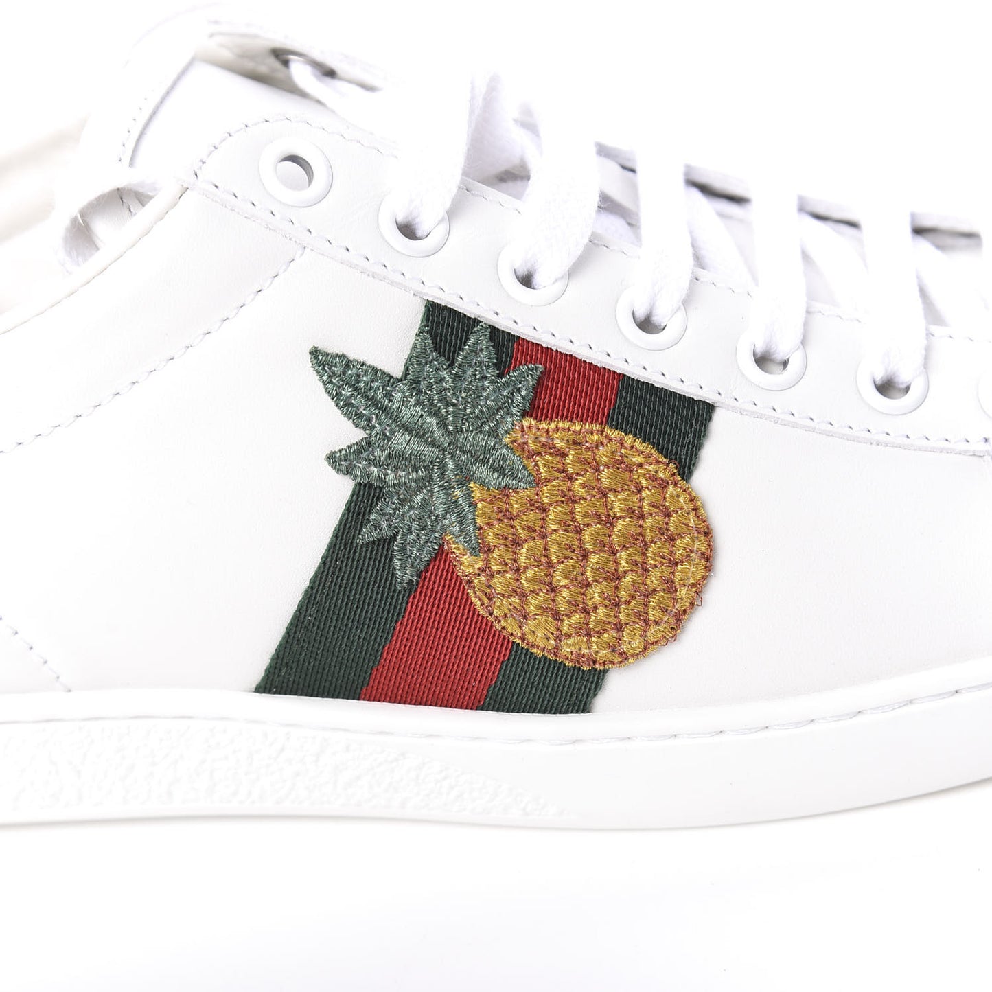 Calfskin Ayers Web Pineapple Ladybug Embroidered Womens Ace Sneakers 36.5 White
