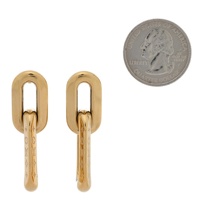 Louis Vuitton Metal LV Edge Double Hoop Earrings Gold 2 of 5