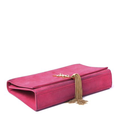 Saint Laurent Suede Medium Monogram Kate Tassel Shoulder Bag Lipstick Fuchsia 3 of 13