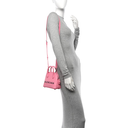Balenciaga Signature Grained Calfskin Logo XXS Ville Top Handle Bag Rose Bubblegum Black 2 of 13