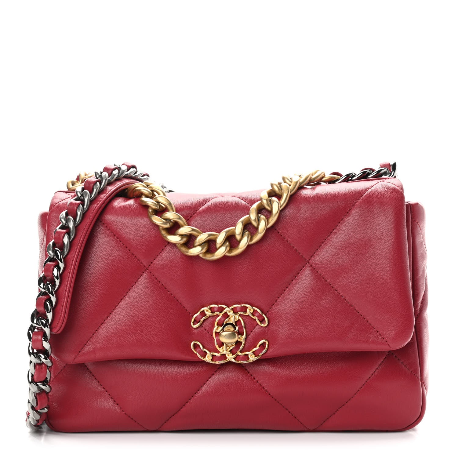 Chanel Goatskin Quilted Medium Chanel 19 Flap Dark Pink 1 of 11