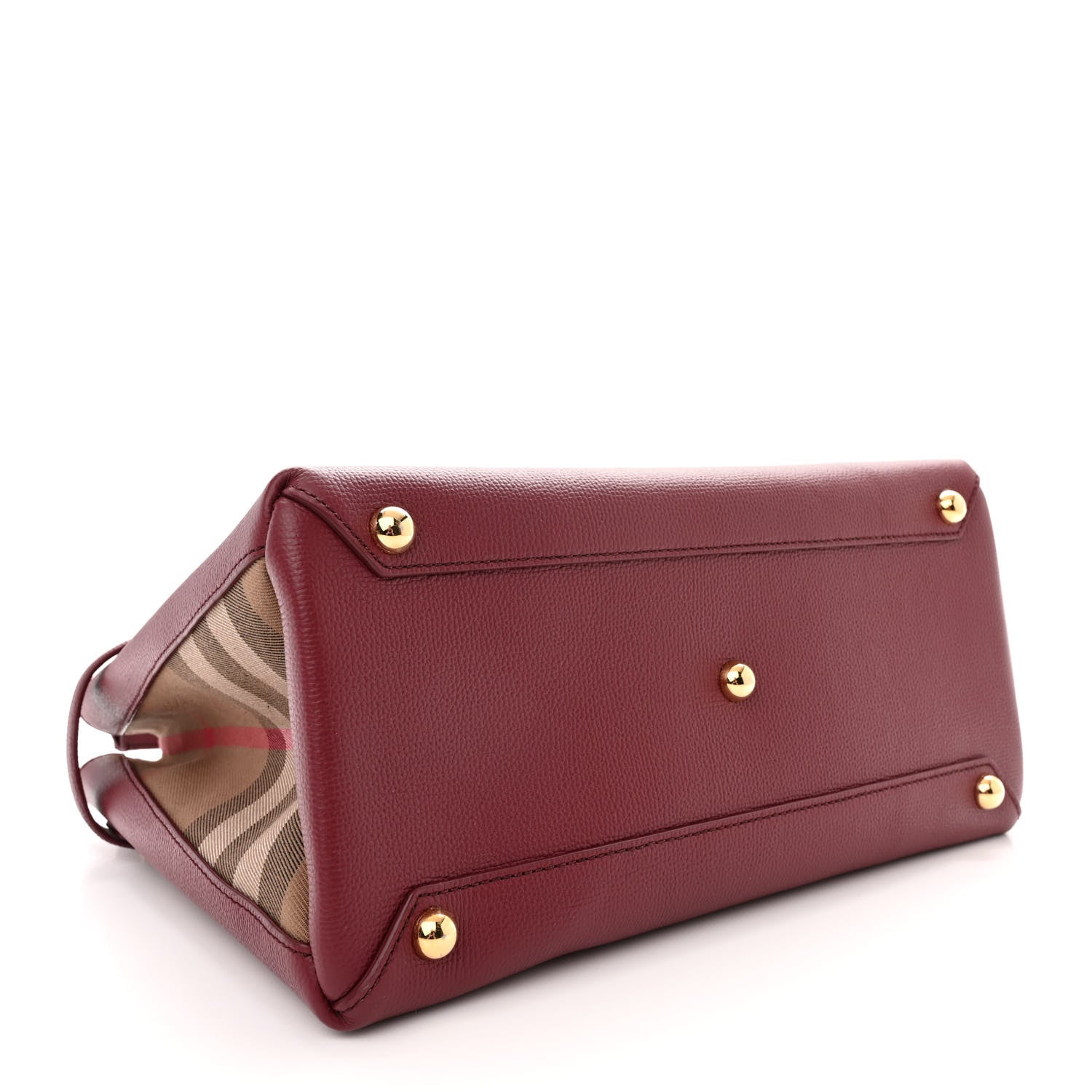Burberry Derby Calfskin House Check Medium Banner Tote Crimson 4 of 10