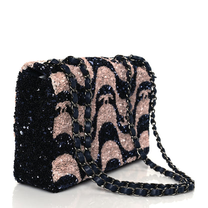 Chanel Sequin Medium Flap Blue Pink 3 of 9