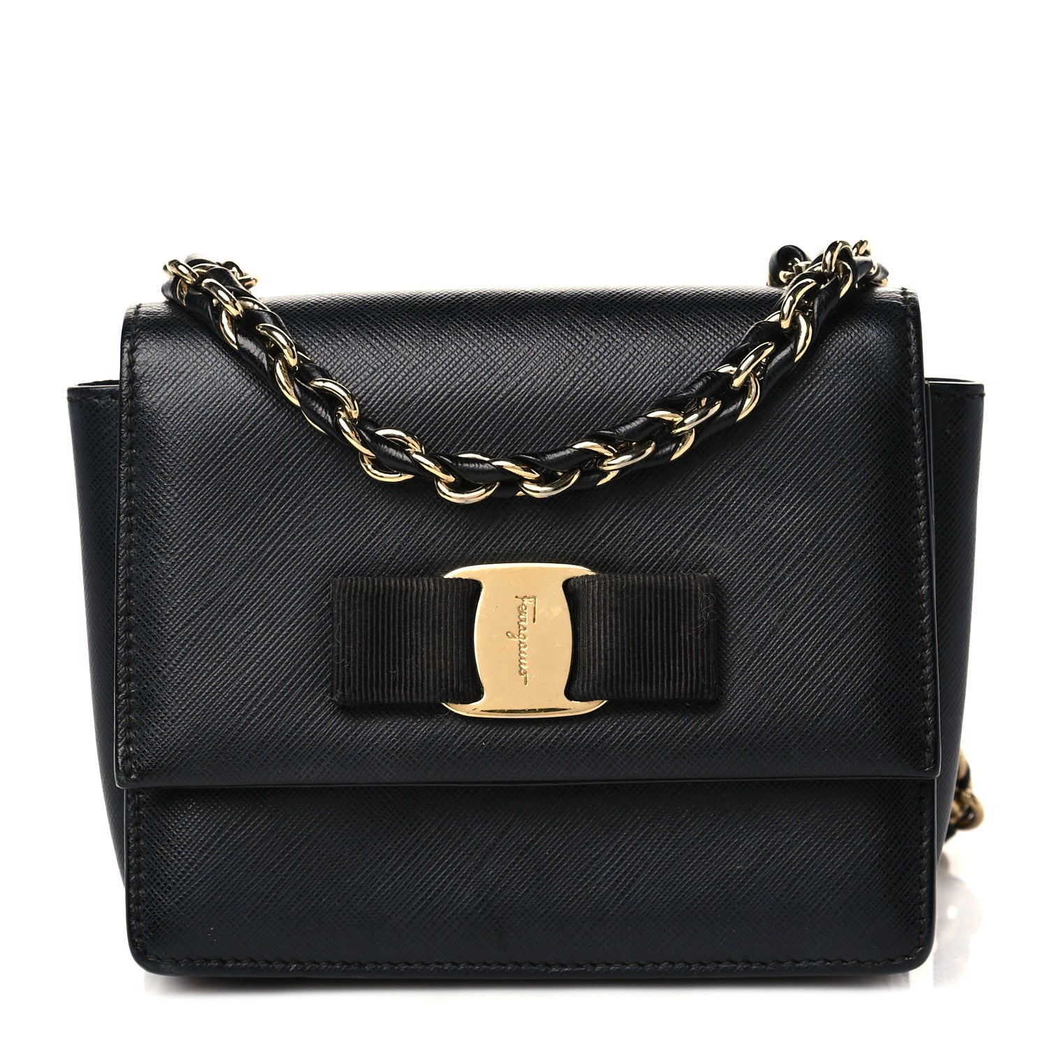 Salvatore Ferragamo Printed Calfskin Mini Ginny Shoulder Bag Black 1 of 5