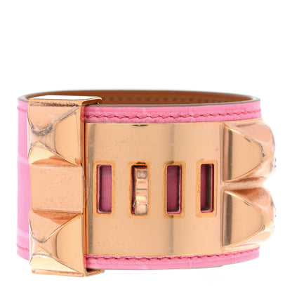 Hermes Matte Niloticus Crocodile Collier De Chien CDC Bracelet T2 Rose Bubblegum 3 of 6