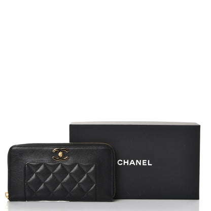 Chanel Sheepskin Quilted Mademoiselle Vintage Zip Around Wallet Black 9 of 9