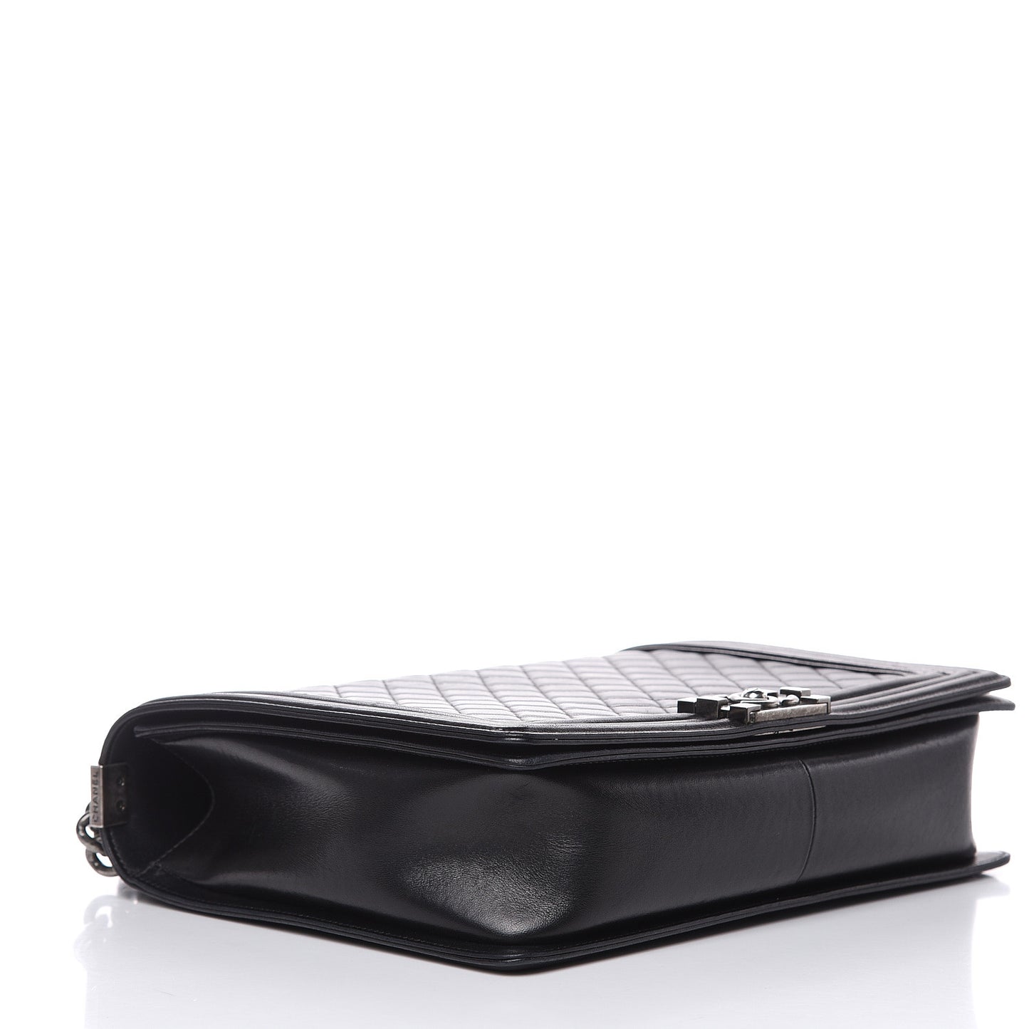 Lambskin Quilted Large Boy Flap Black