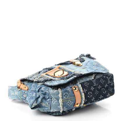 Louis Vuitton Denim Patchwork Posty Messenger Bag Blue 4 of 10