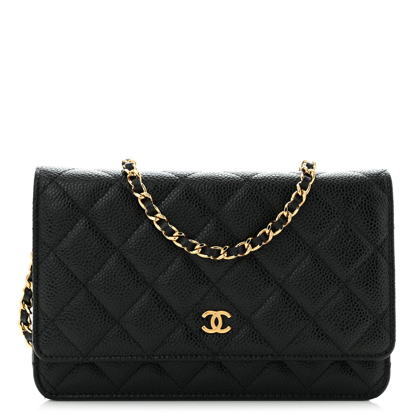 Caviar Quilted Wallet on Chain WOC Black