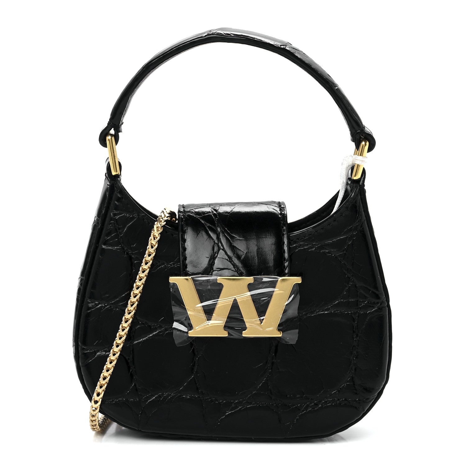 Alexander Wang Crocodile Embossed Calfskin Micro Legacy Hobo Black 1 of 12