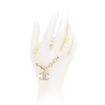Chanel Crystal Graduated Pearl CC Bracelet Silver 2 of 4