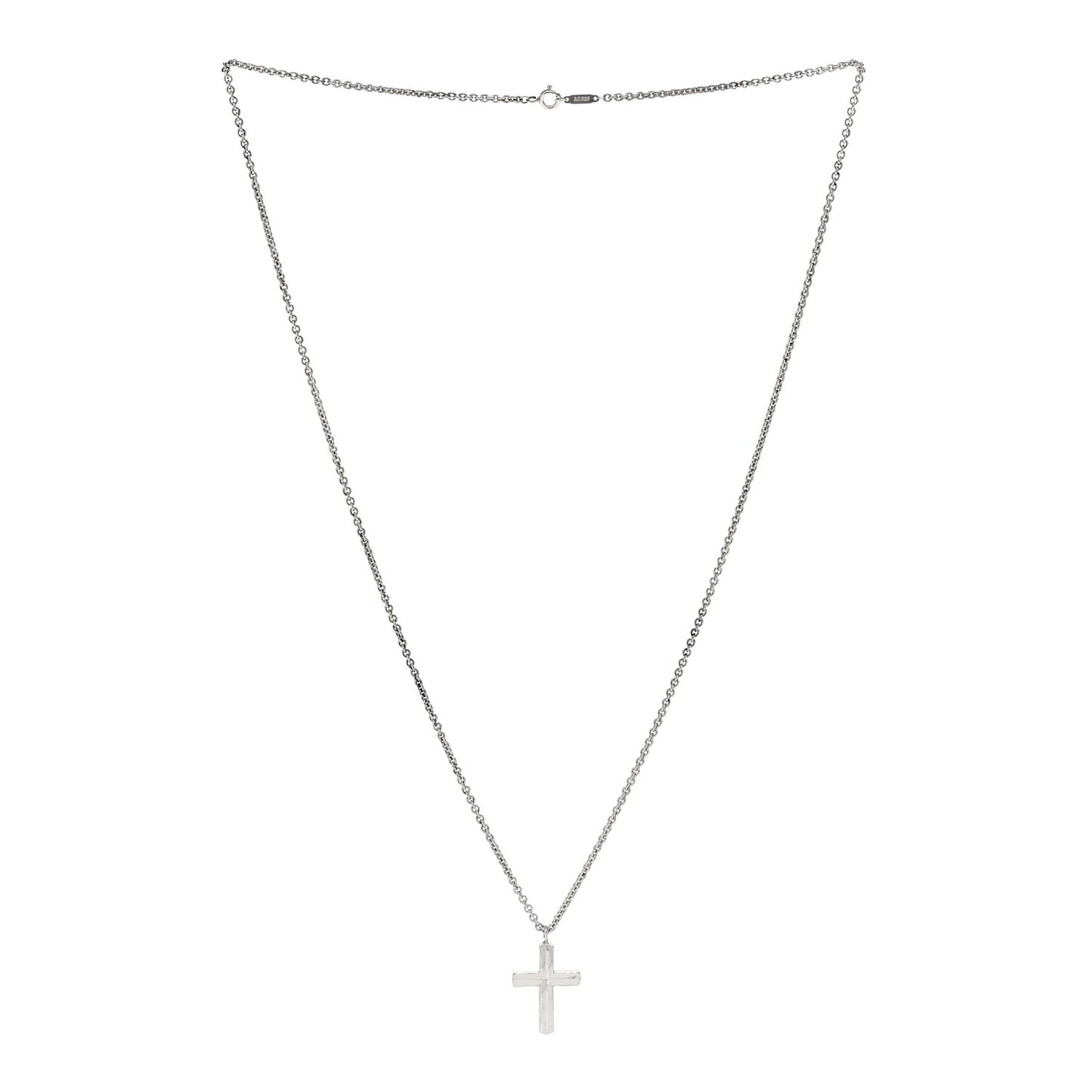 Sterling Silver Concave Cross Pendant Necklace