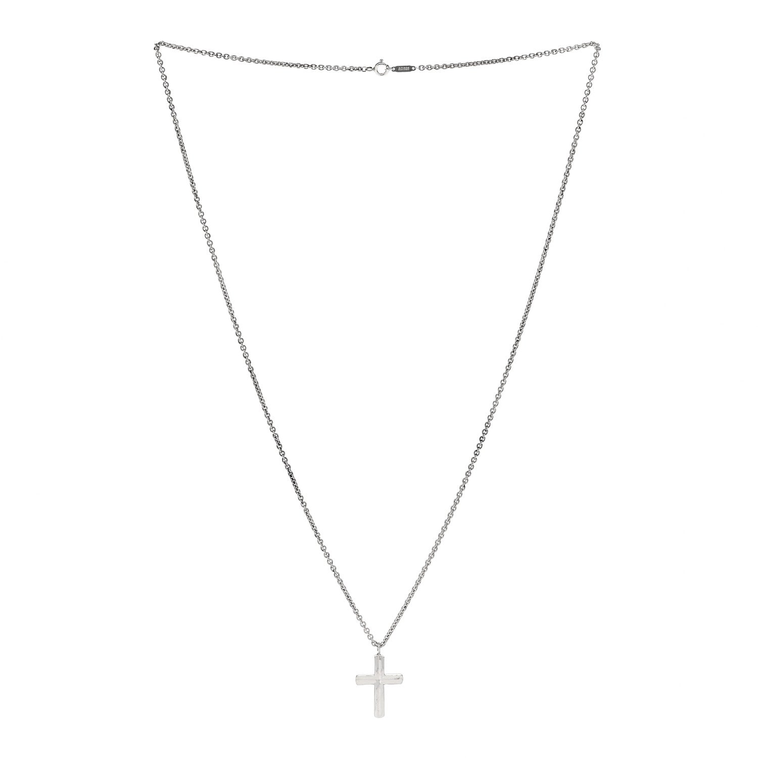 Tiffany Sterling Silver Concave Cross Pendant Necklace 3 of 6