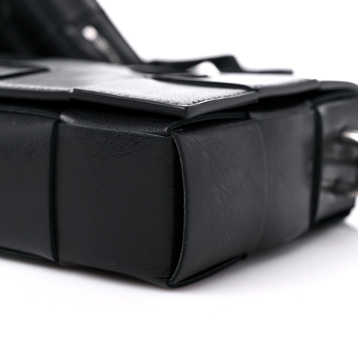 Bottega Veneta Calfskin Maxi Intreccio Cassette With Strap Bag Black 9 of 9