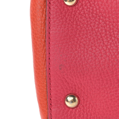 Gucci Pebbled Calfskin Bi-Color Medium Bamboo Shopper Tote Fuchsia Orange 25 of 37