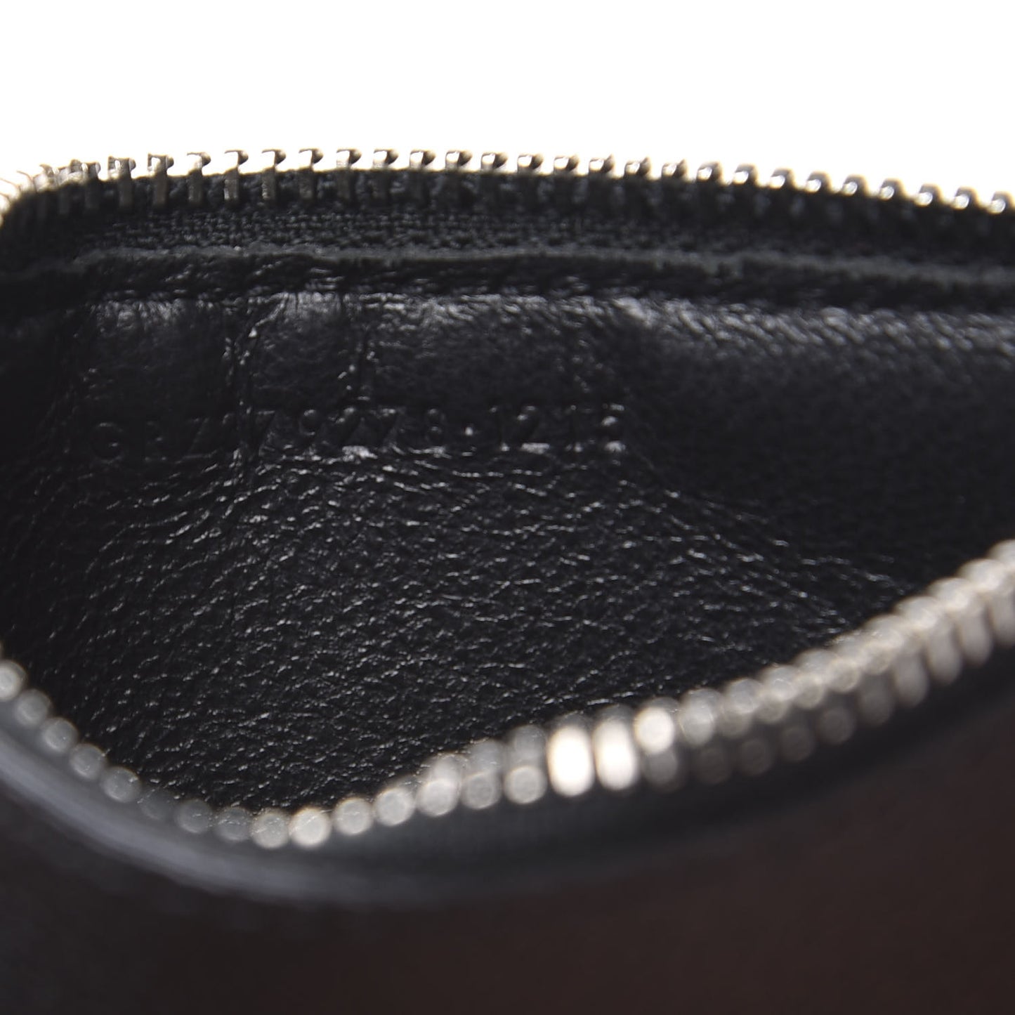 Grained Calfskin 5 Fragments Zip Pouch Card Holder Black