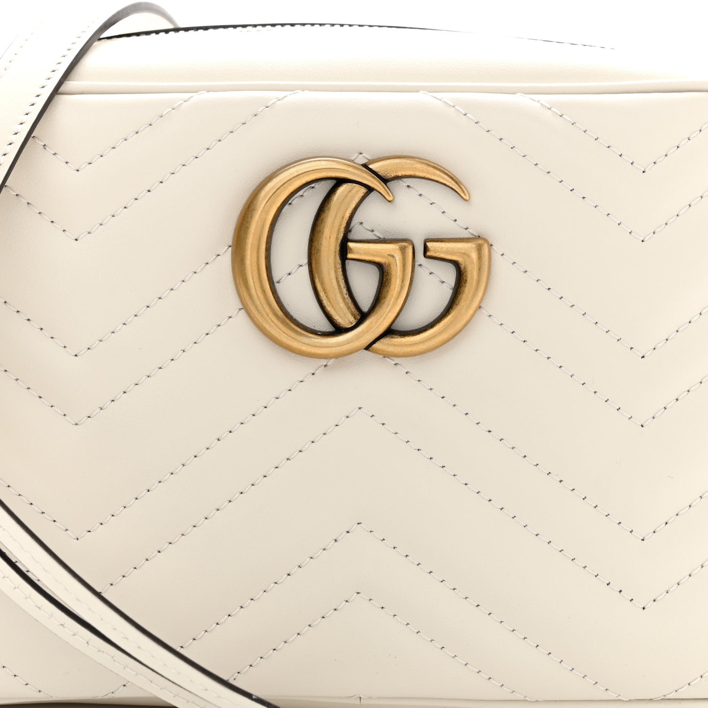 Calfskin Matelasse Small GG Marmont Chain Shoulder Bag White