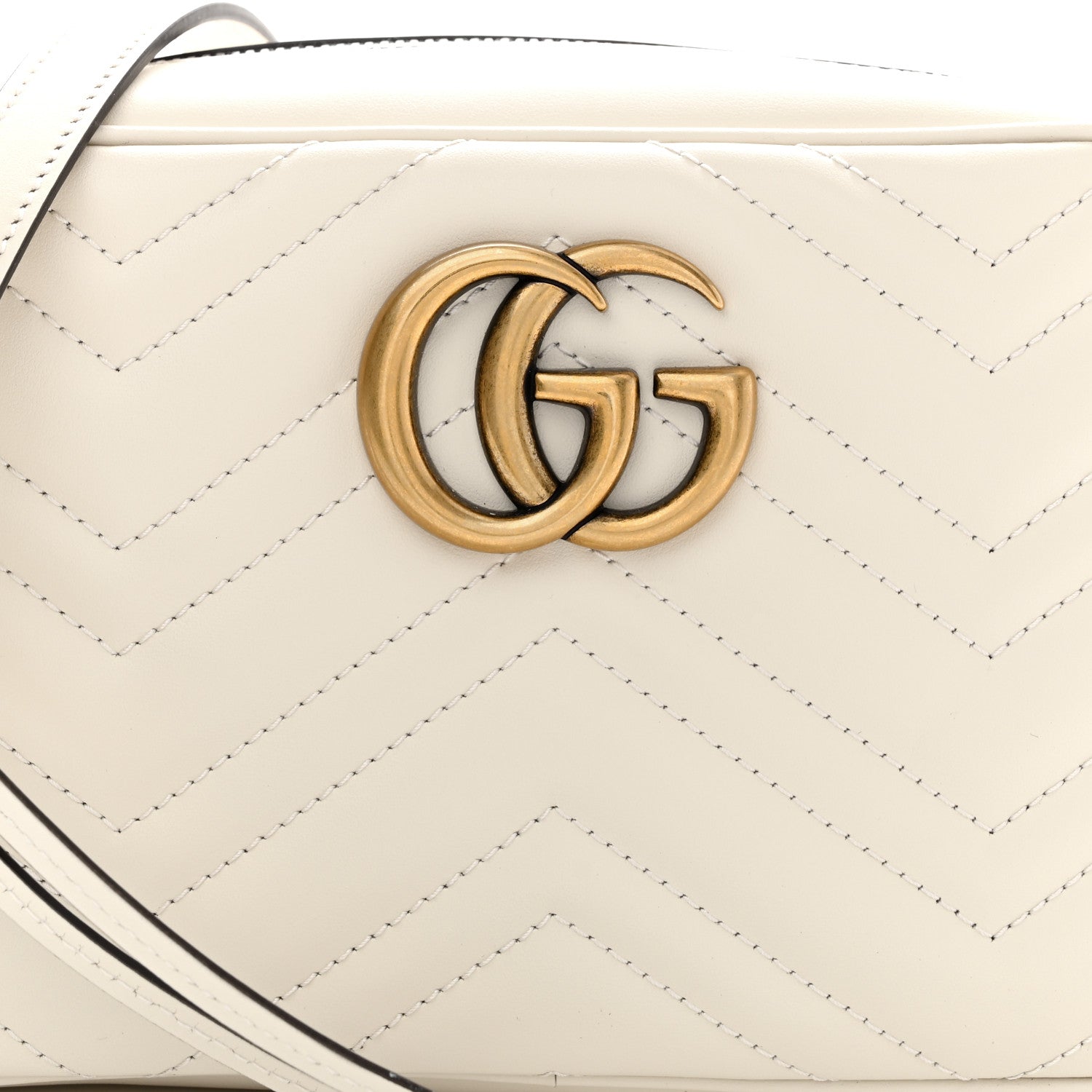 Gucci Calfskin Matelasse Small GG Marmont Chain Shoulder Bag White 8 of 10