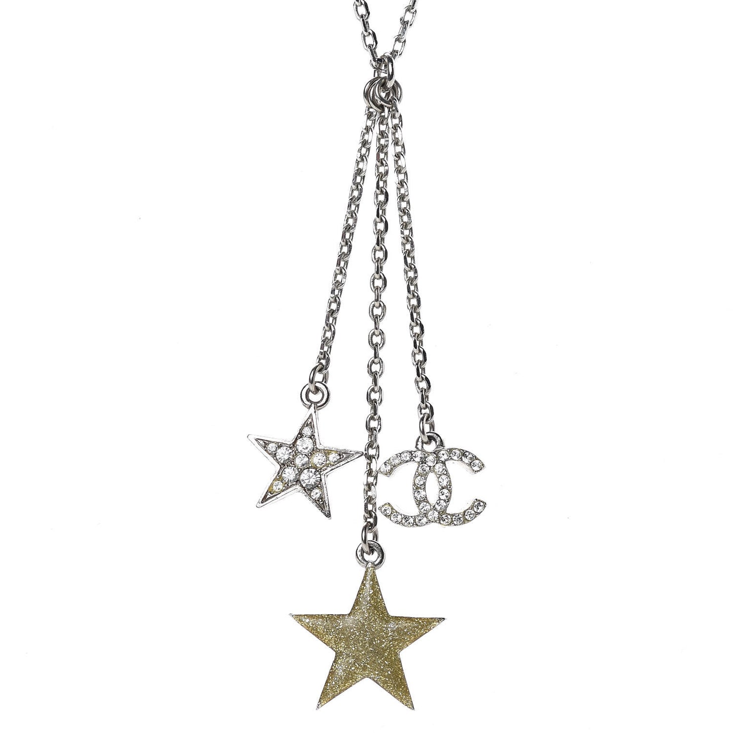 Crystal Glitter Star CC Pendant Necklace Silver Gold