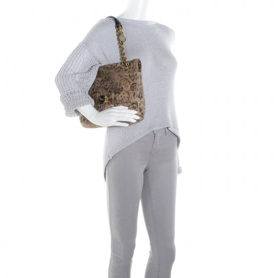 Nubuck Happy Medium Leopard Print Shoulder Bag