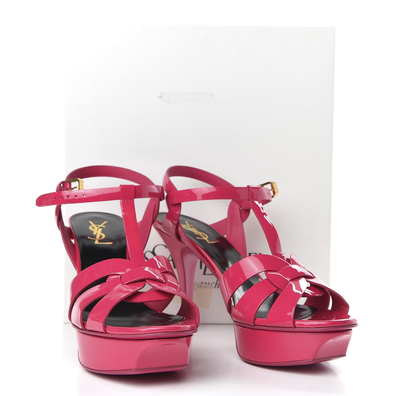 Saint Laurent Patent Tribute 75 Platform Sandals 38.5 Bubble Gum 10 of 10