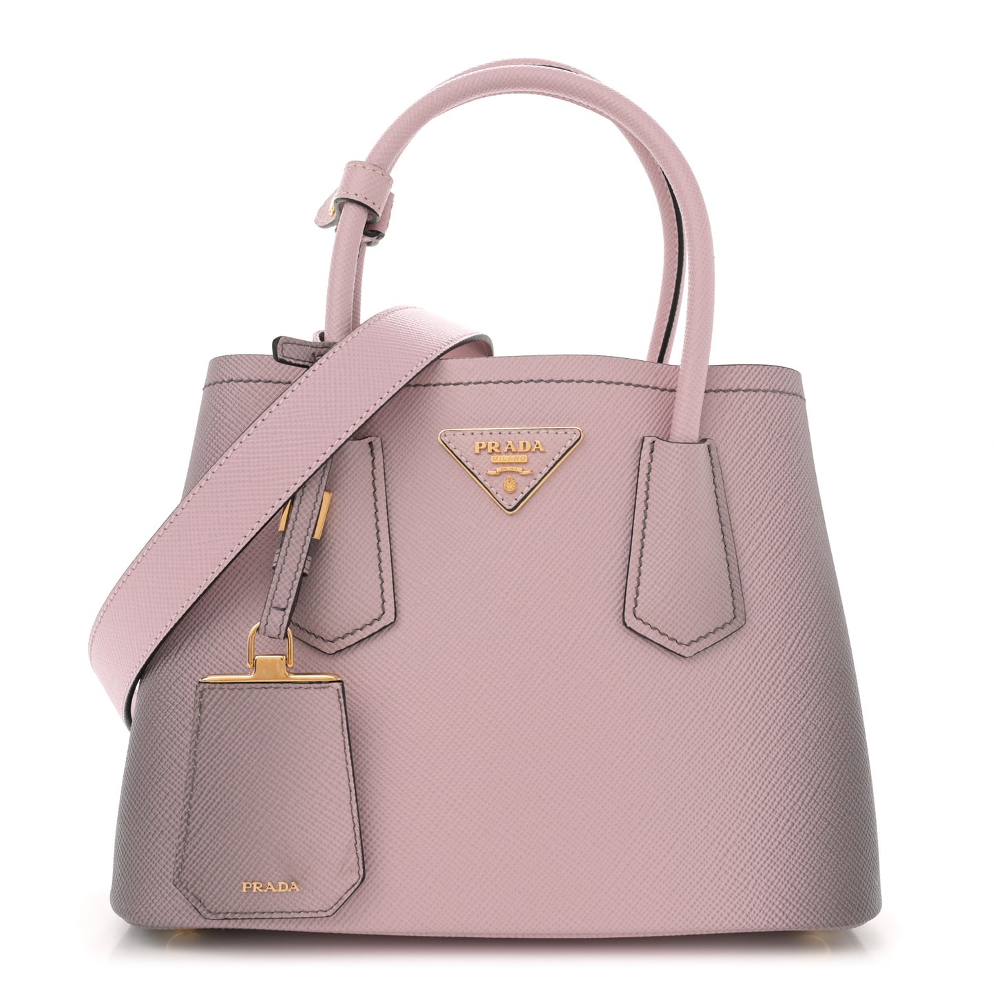 Saffiano Cuir Mini Double Bag Alabastro
