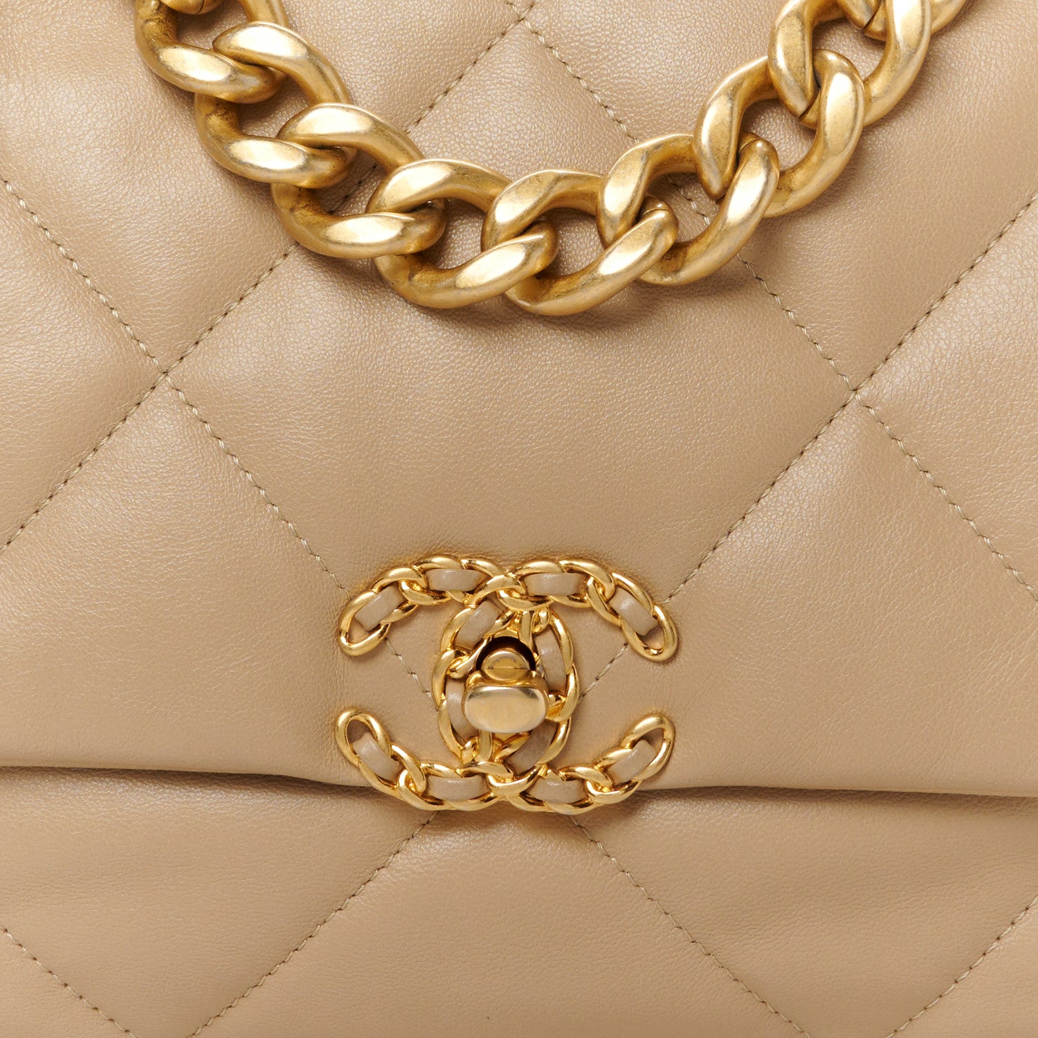 Chanel Lambskin Quilted Large Chanel 19 Flap Dark Beige 8 of 10