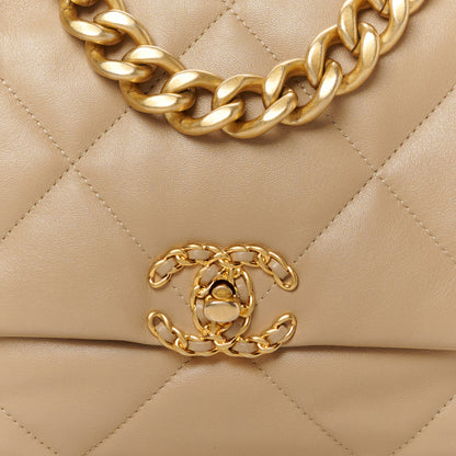 Chanel Lambskin Quilted Large Chanel 19 Flap Dark Beige 8 of 10