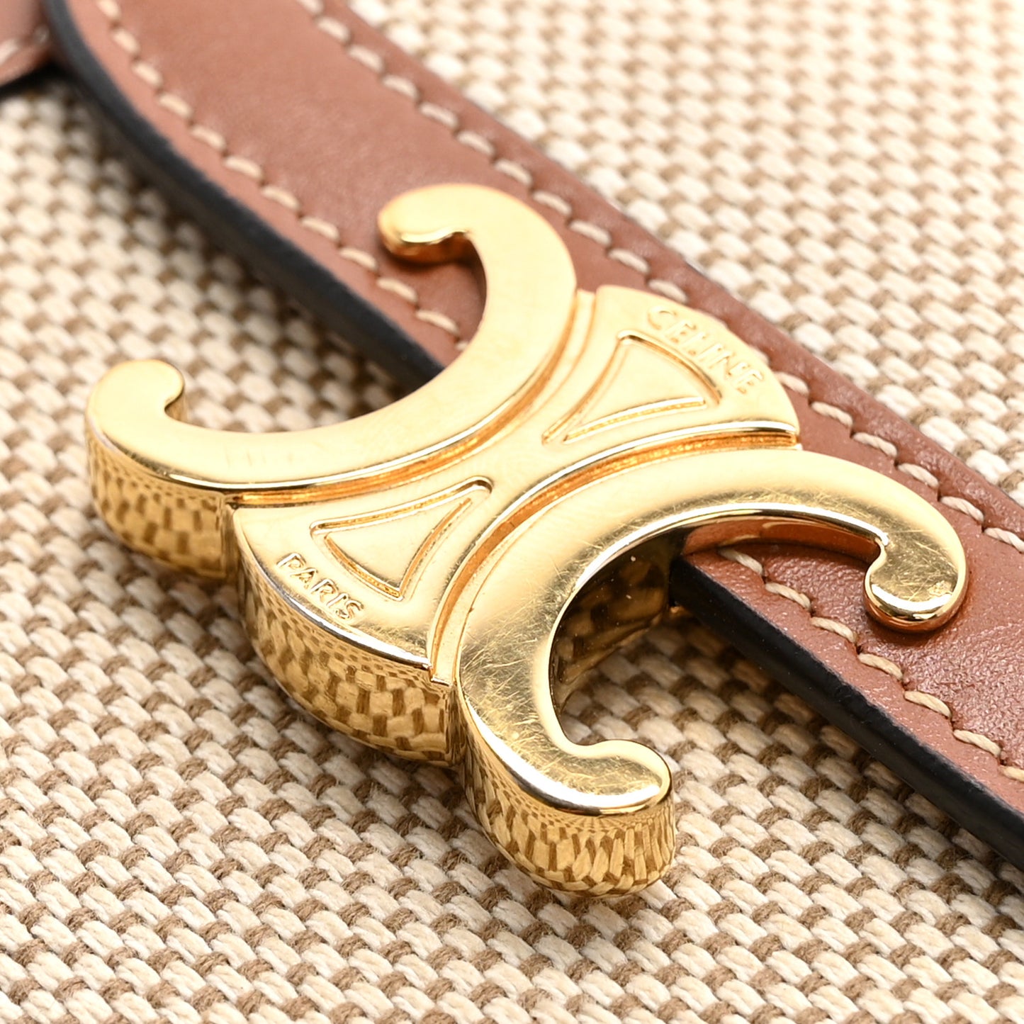 Textile Calfskin Small Triomphe Wallet Natural Tan