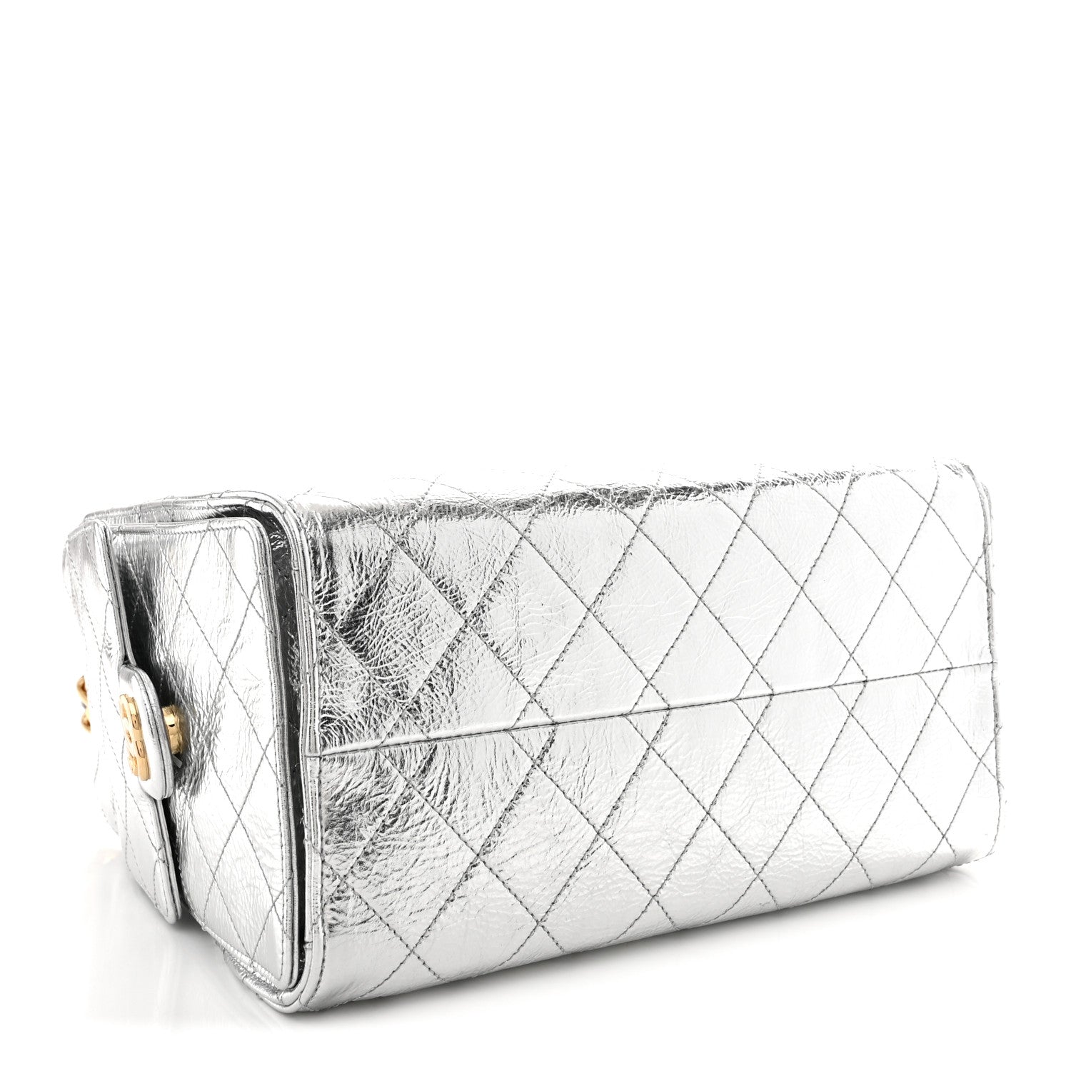 Chanel Metallic Crumpled Calfskin Quilted Small Chanel 25 Handbag Silvery 4 of 11