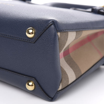 Burberry Grainy Calfskin House Check Small Banner Tote Midnight Blue 9 of 11
