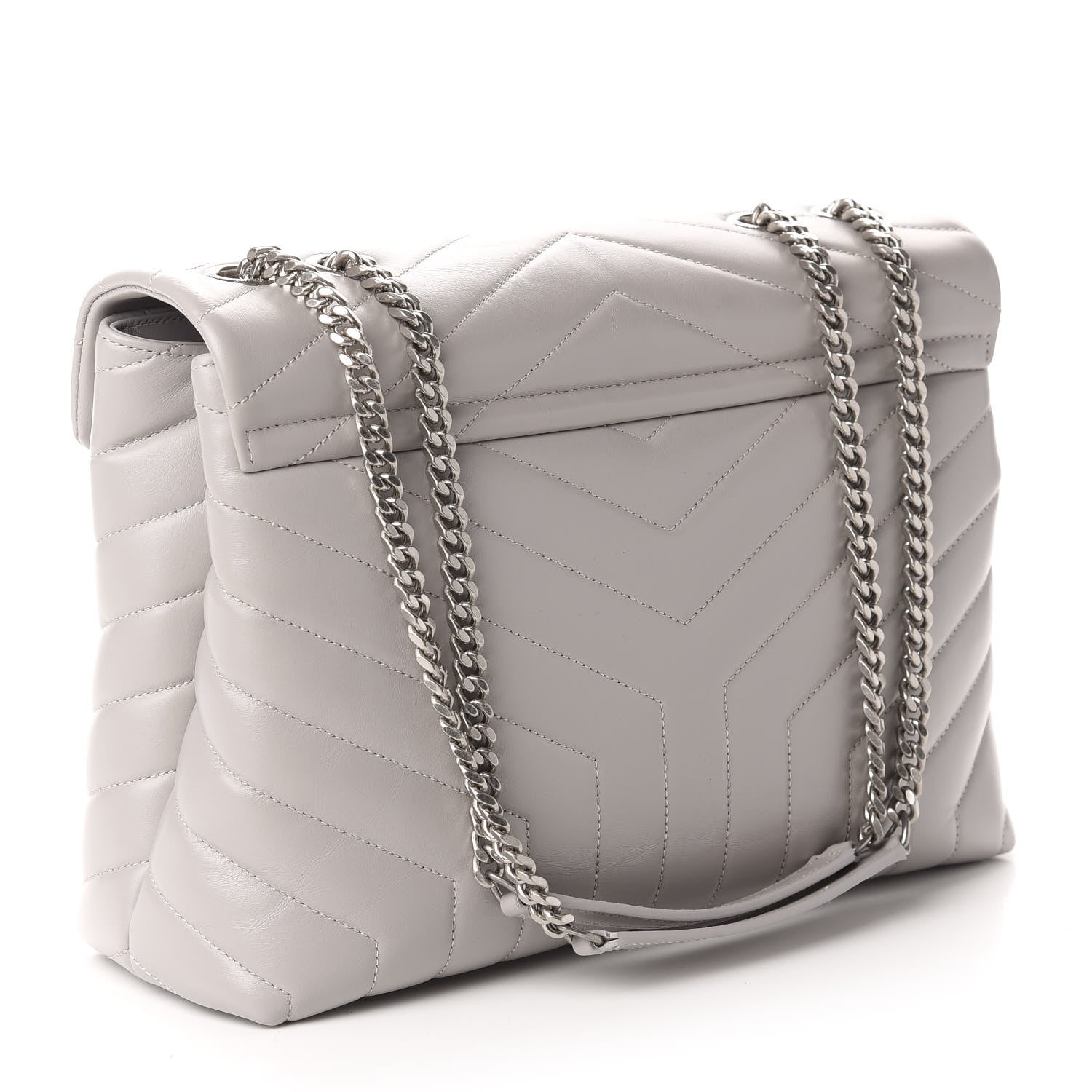 Saint Laurent Calfskin Y Quilted Monogram Medium Loulou Chain Satchel Granite 3 of 11
