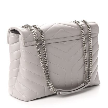 Saint Laurent Calfskin Y Quilted Monogram Medium Loulou Chain Satchel Granite 3 of 11