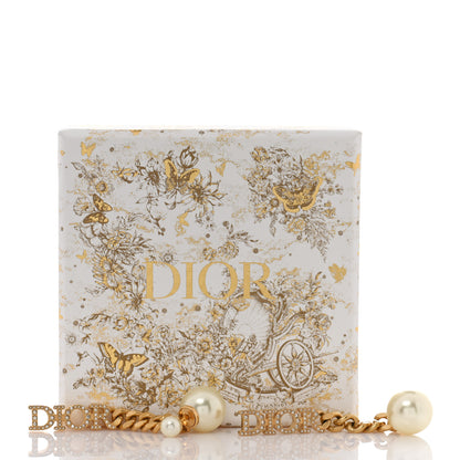 Christian Dior Pearl Crystal Dio(r)evolution Logo Earrings Aged Gold 5 of 5
